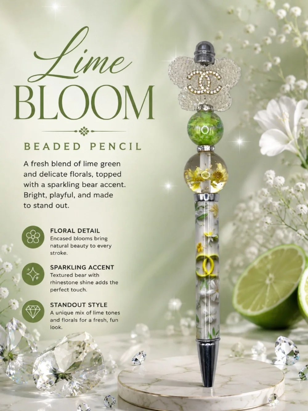 Lime Bloom Pen